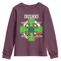 Irishki Half Irish Half Polish Youth Sweatshirt Celtic Cross St Patricks