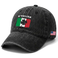 Funny Irish Italian St. Patrick's Day O'Talian Washed Cotton Baseball Cap