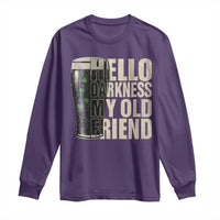 Funny St Patrick's Day Black Irish Beer Long Sleeve Shirt Hello Darkness My Old Friend Shamrock
