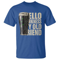 Funny St Patrick's Day Black Irish Beer T Shirt Hello Darkness My Old Friend Shamrock