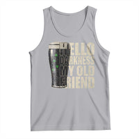 Funny St Patrick's Day Black Irish Beer Tank Top Hello Darkness My Old Friend Shamrock
