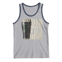 Funny St Patrick's Day Black Irish Beer Tank Top Hello Darkness My Old Friend Shamrock