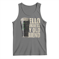 Funny St Patrick's Day Black Irish Beer Tank Top Hello Darkness My Old Friend Shamrock