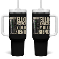 Funny St Patrick's Day Black Irish Beer Tumbler With Handle Hello Darkness My Old Friend Shamrock - Wonder Print Shop