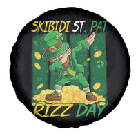 Funny Skibidi St Pat Rizz Day Spare Tire Cover Dabbing Leprechaun Shamrock Coin