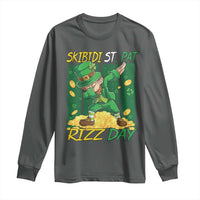 Funny Skibidi St Pat Rizz Day Long Sleeve Shirt Dabbing Leprechaun Shamrock Coin
