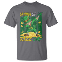 Funny Skibidi St Pat Rizz Day T Shirt Dabbing Leprechaun Shamrock Coin