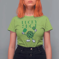 Funny St Patrick's Day Pickleball Lucky Shot T Shirt For Women