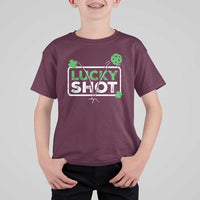 Funny St Patrick's Day Pickleball T Shirt For Kid Lucky Shot Shamrock
