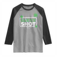 Funny St Patrick's Day Pickleball Raglan Shirt Lucky Shot Shamrock
