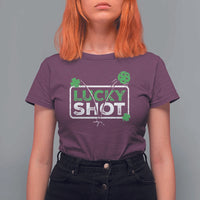 Funny St Patrick's Day Pickleball T Shirt For Women Lucky Shot Shamrock