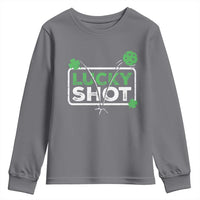 Funny St Patrick's Day Pickleball Youth Sweatshirt Lucky Shot Shamrock