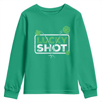 Funny St Patrick's Day Pickleball Youth Sweatshirt Lucky Shot Shamrock