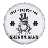 Funny St Patrick's Day Just Here For The Shenanigans Spare Tire Cover Frog Shamrock