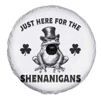Funny St Patrick's Day Just Here For The Shenanigans Spare Tire Cover Frog Shamrock
