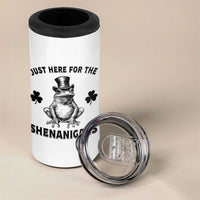 Funny St Patrick's Day Just Here For The Shenanigans 4 in 1 Can Cooler Tumbler Frog Shamrock