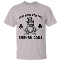 Funny St Patrick's Day Just Here For The Shenanigans T Shirt Frog Shamrock