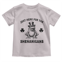 Funny St Patrick's Day Just Here For The Shenanigans Toddler T Shirt Frog Shamrock