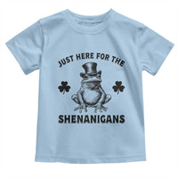 Funny St Patrick's Day Just Here For The Shenanigans Toddler T Shirt Frog Shamrock
