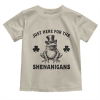 Funny St Patrick's Day Just Here For The Shenanigans Toddler T Shirt Frog Shamrock