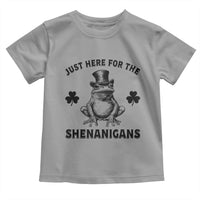 Funny St Patrick's Day Just Here For The Shenanigans Toddler T Shirt Frog Shamrock
