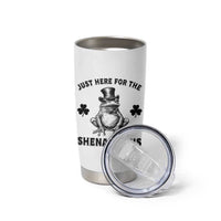 Funny St Patrick's Day Just Here For The Shenanigans Tumbler Cup Frog Shamrock