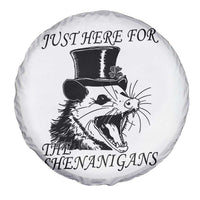 Funny St Patrick's Day Opossum Spare Tire Cover Just Here For The Shenanigans Shamrock