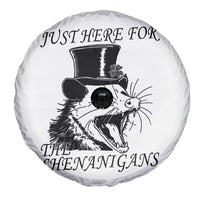 Funny St Patrick's Day Opossum Spare Tire Cover Just Here For The Shenanigans Shamrock