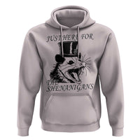 Funny St Patrick's Day Opossum Hoodie Just Here For The Shenanigans Shamrock
