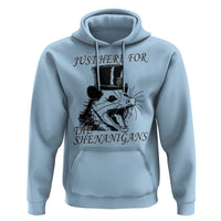 Funny St Patrick's Day Opossum Hoodie Just Here For The Shenanigans Shamrock