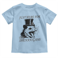 Funny St Patrick's Day Opossum Toddler T Shirt Just Here For The Shenanigans Shamrock
