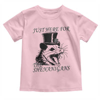 Funny St Patrick's Day Opossum Toddler T Shirt Just Here For The Shenanigans Shamrock