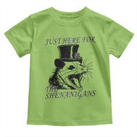 Funny St Patrick's Day Opossum Toddler T Shirt Just Here For The Shenanigans Shamrock