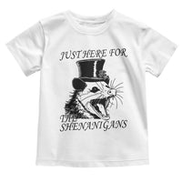Funny St Patrick's Day Opossum Toddler T Shirt Just Here For The Shenanigans Shamrock