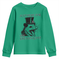 Funny St Patrick's Day Opossum Youth Sweatshirt Just Here For The Shenanigans Shamrock