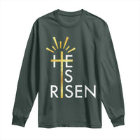 He Is Risen Long Sleeve Shirt Christian Easter Day Religious Bible Verse Cross