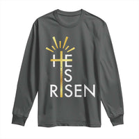 He Is Risen Long Sleeve Shirt Christian Easter Day Religious Bible Verse Cross