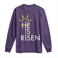 He Is Risen Long Sleeve Shirt Christian Easter Day Religious Bible Verse Cross