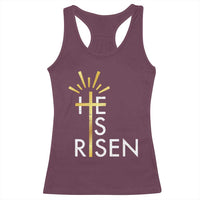 He Is Risen Racerback Tank Top Christian Easter Day Religious Bible Verse Cross