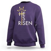 He Is Risen Sweatshirt Christian Easter Day Religious Bible Verse Cross