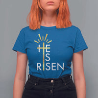 He Is Risen T Shirt For Women Christian Easter Day Religious Bible Verse Cross