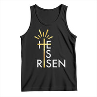 He Is Risen Tank Top Christian Easter Day Religious Bible Verse Cross