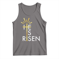 He Is Risen Tank Top Christian Easter Day Religious Bible Verse Cross