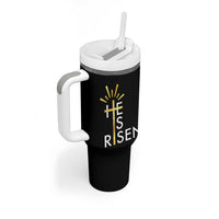 He Is Risen Tumbler With Handle Christian Easter Day Religious Bible Verse Cross
