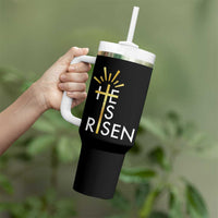 He Is Risen Tumbler With Handle Christian Easter Day Religious Bible Verse Cross