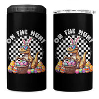 Funny Easter Day Dinosaur Bunny 4 in 1 Can Cooler Tumbler On The Hunt Egg Hunting