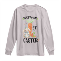 Personalized Easter Day Long Sleeve Shirt Custom Text 1st Easter Cute Bunny Carrot