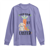 Personalized Easter Day Long Sleeve Shirt Custom Text 1st Easter Cute Bunny Carrot