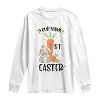 Personalized Easter Day Long Sleeve Shirt Custom Text 1st Easter Cute Bunny Carrot