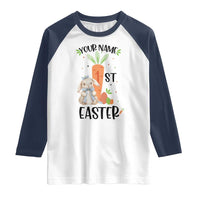 Personalized Easter Day Raglan Shirt Custom Text 1st Easter Cute Bunny Carrot